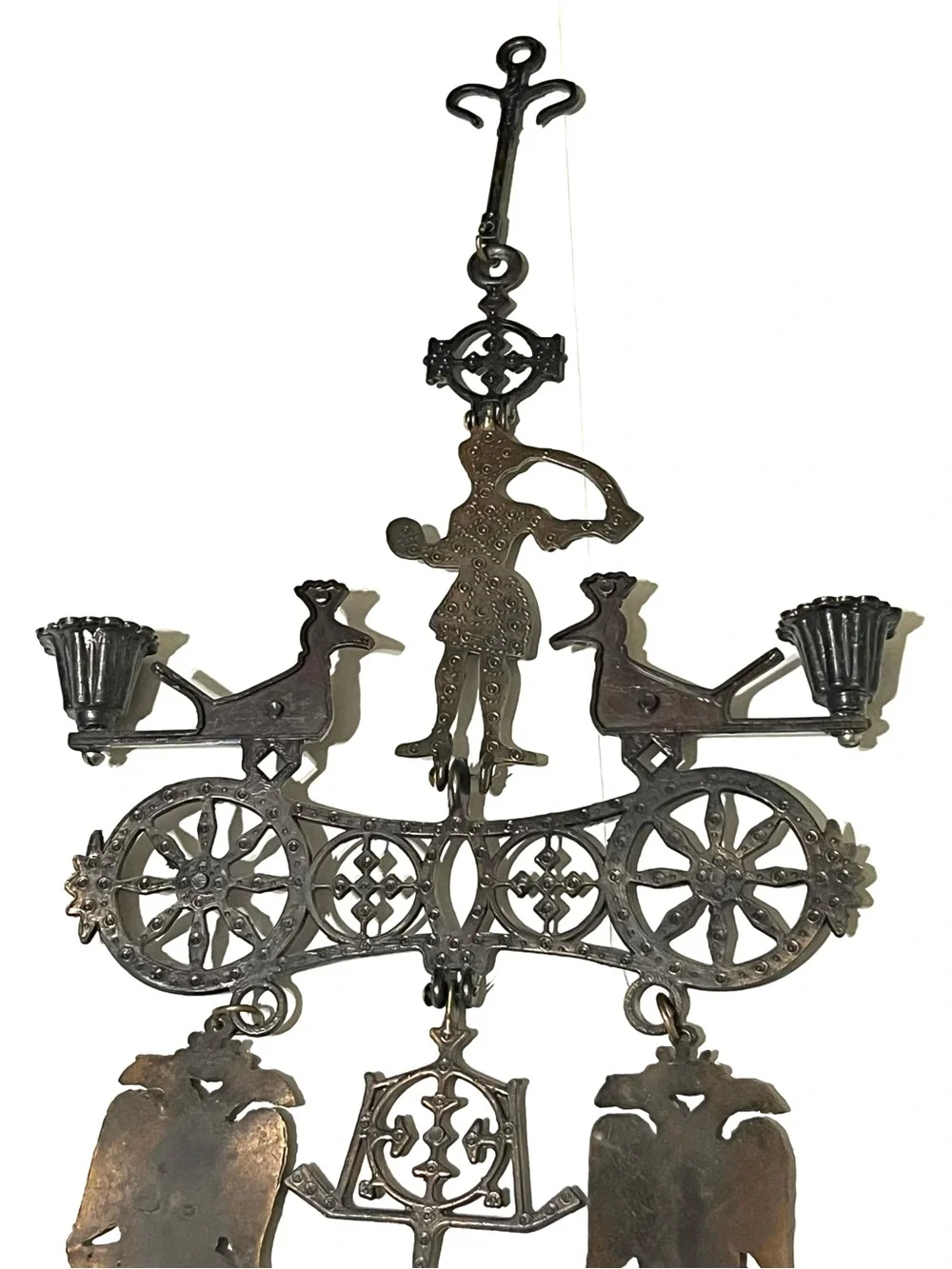 Antique-Style Brass Wall Hanging in Dark Bronze